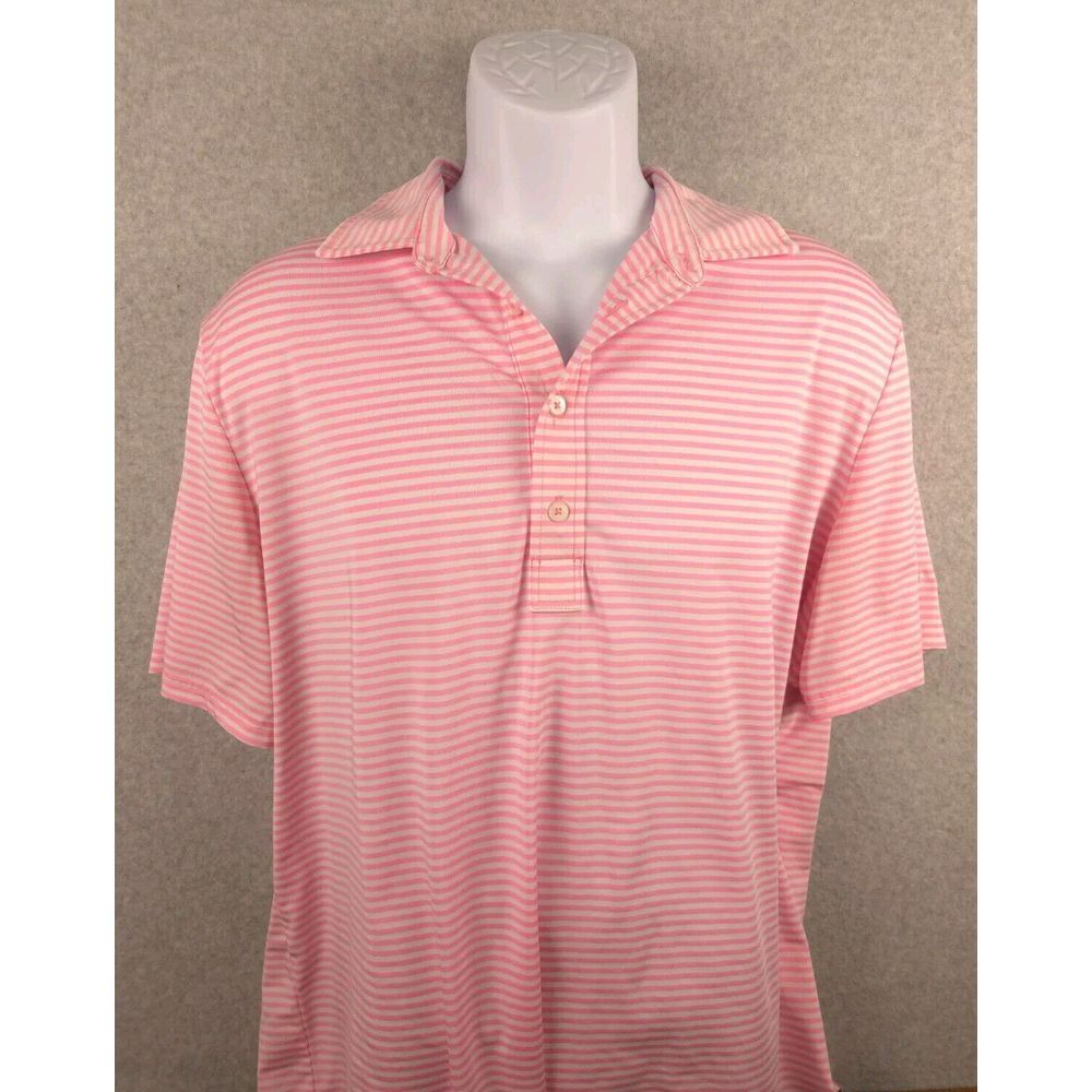 RLX Ralph‎ Lauren Men's Polo Shirt Large Pink White Stripe